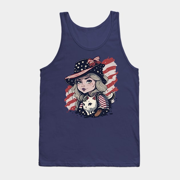 Patriotic Cat Mother Tank Top by By_Russso